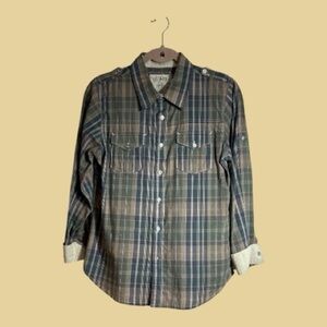 Guess Vintage 100% Cotton Plaid Long Sleeve Shirt Women’s Small or Medium